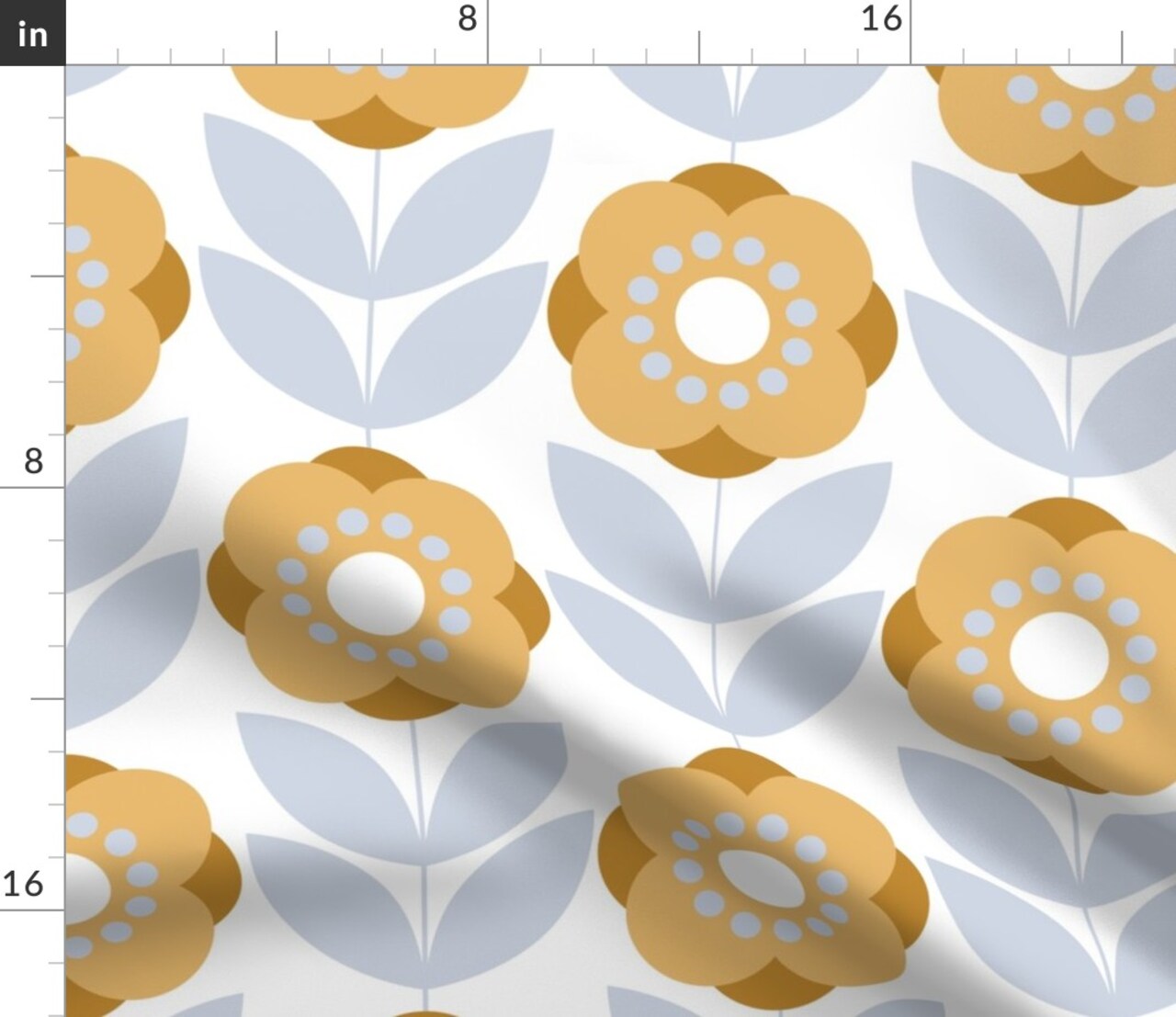 Mid Century Floral Scandi Poppies Retro Inspired Atomic Era 1950S 1960S Look Custom Printed Fabric by Spoonflower Various Fabrics by the Yard or Fat Quarter
